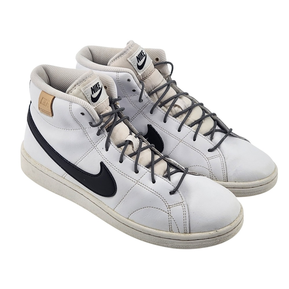 Nike Court Royale 2 Mid Mens 8 White Black Leather Sneakers CQ9179-100